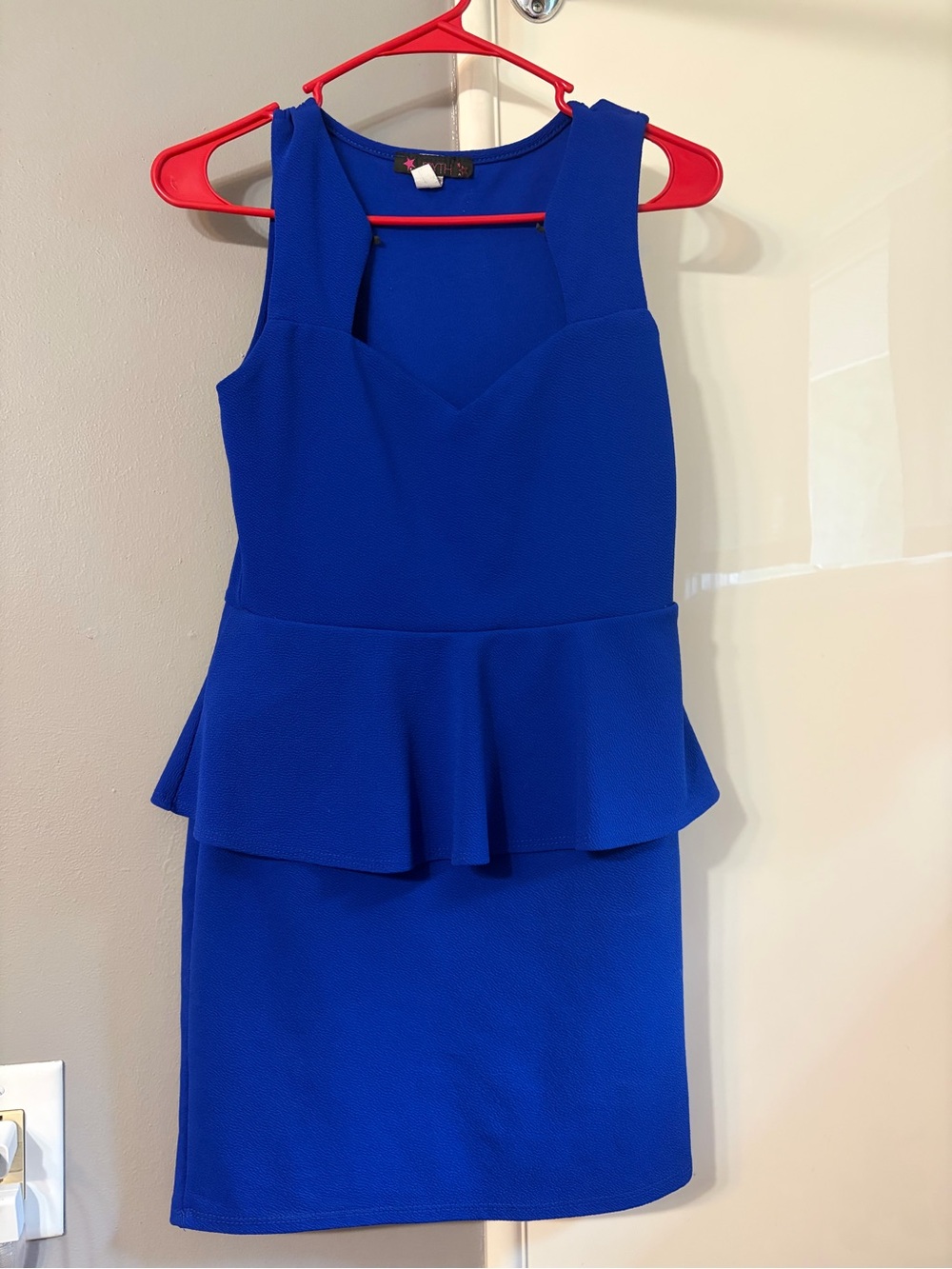 Structured Sleeveless Peplum Mini Dress in Cobalt Blue